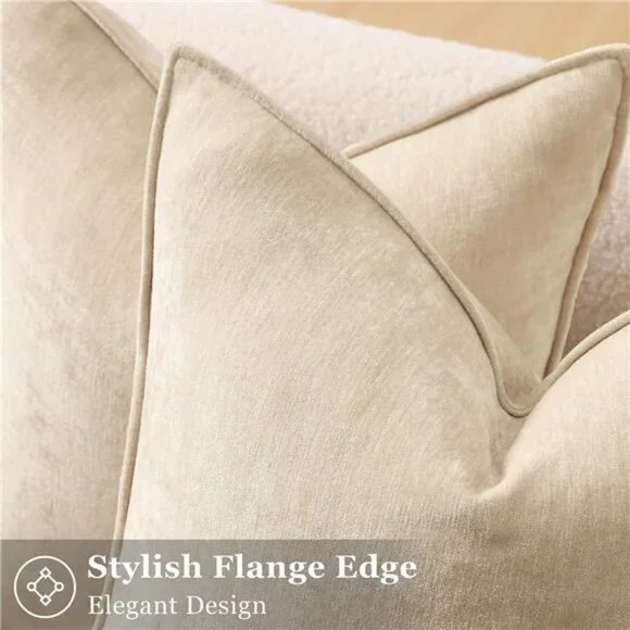 Spring Couch Throw Pillow Covers 18x18 Set of 2, Decorative Soft Velvet Neutral - Picture 2 of 7